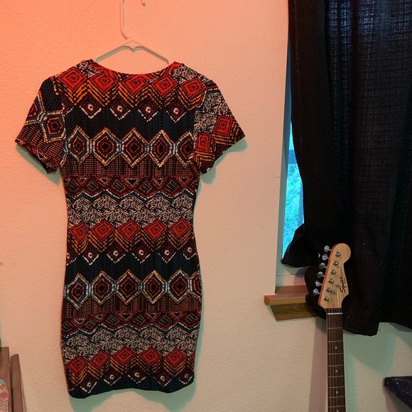 Forever 21 Tribal Bodycon Mini Multi Color Dress - Picture 2 of 2